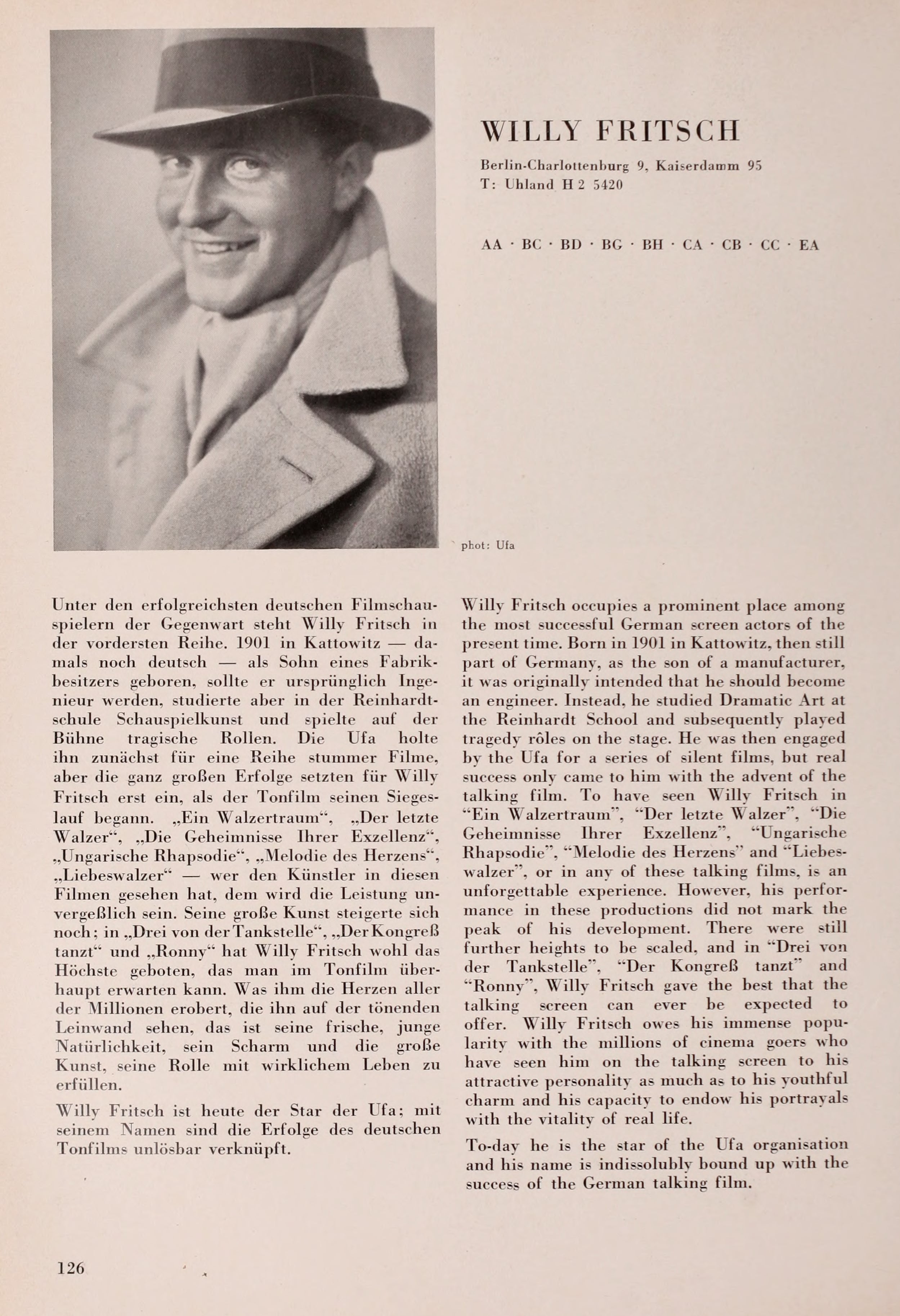 Willy Fritsch (Universal Filmlexikon, 1932) | www.vintoz.com