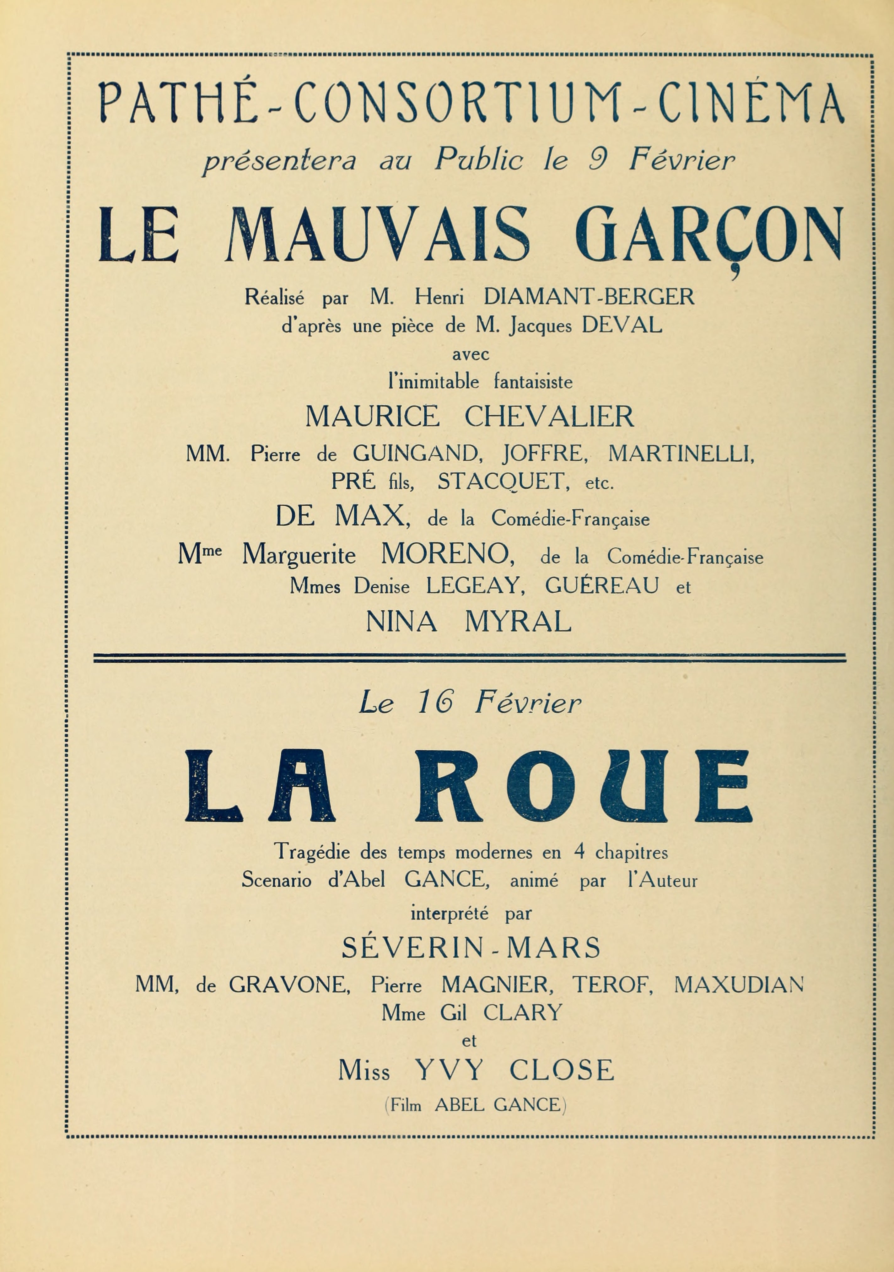 Le mauvais garçon (1923) | La roue (1923) | www.vintoz.com