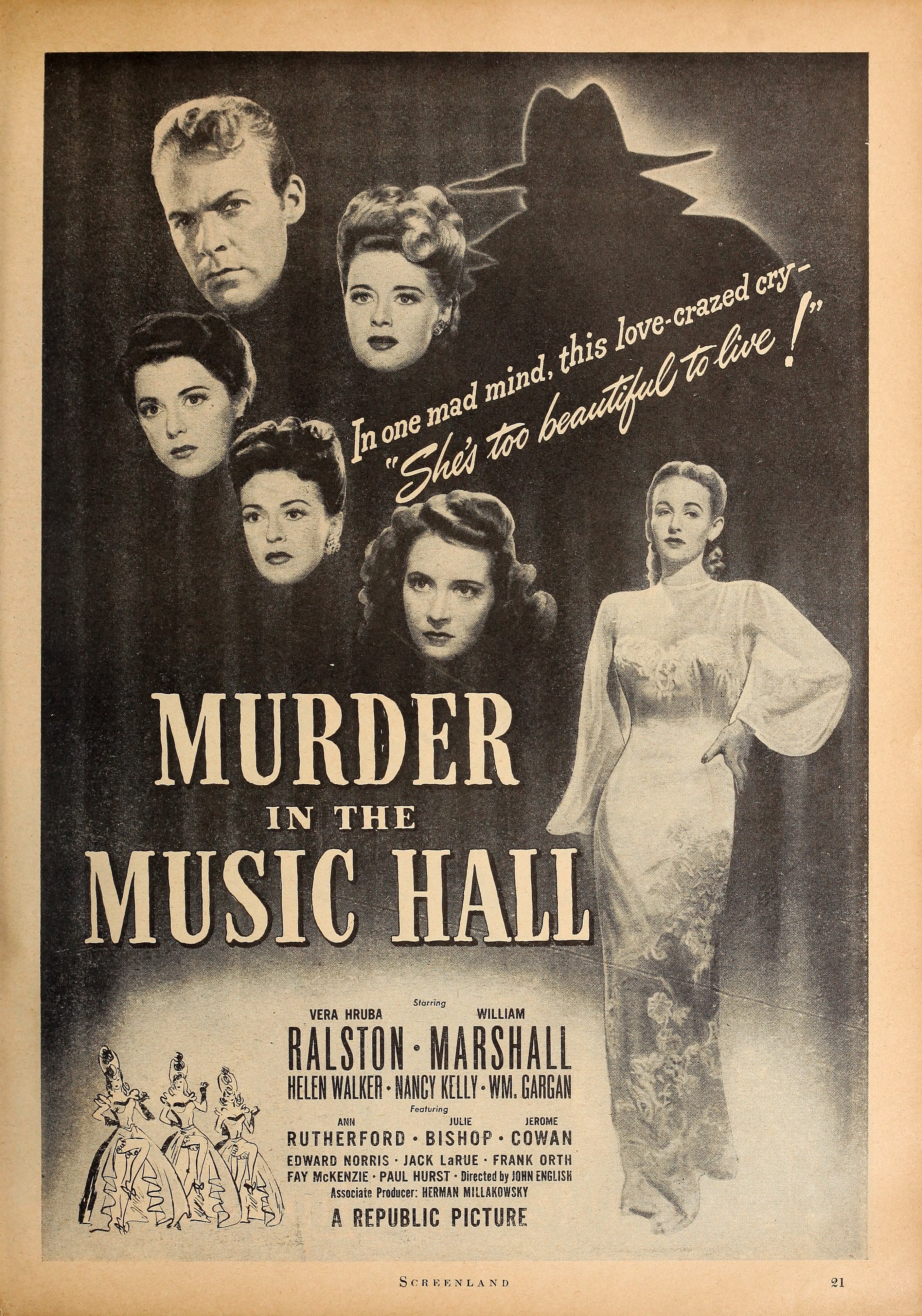 Murder in the Music Hall (1946) | www.vintoz.com