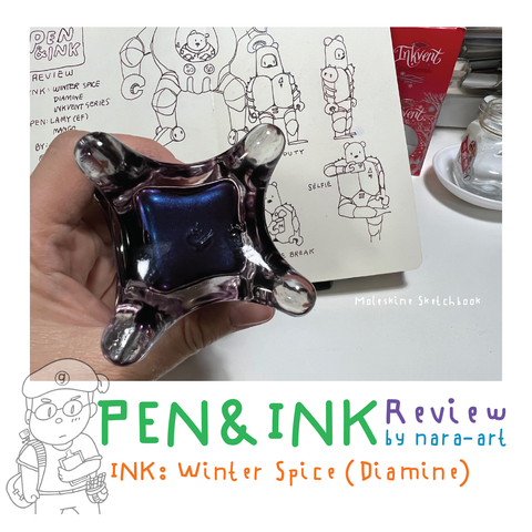 Ink Review Winter Spice Diamine on Coated Paper, PaperMood & Moleskine Sketchbook by Pen Lamy EF Nib