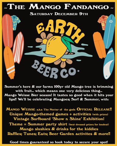 Mango Fandango Extravaganza: Sip, Surf, and Celebrate the Seasonal Release at Our Brewery Bash on Dec 9th!