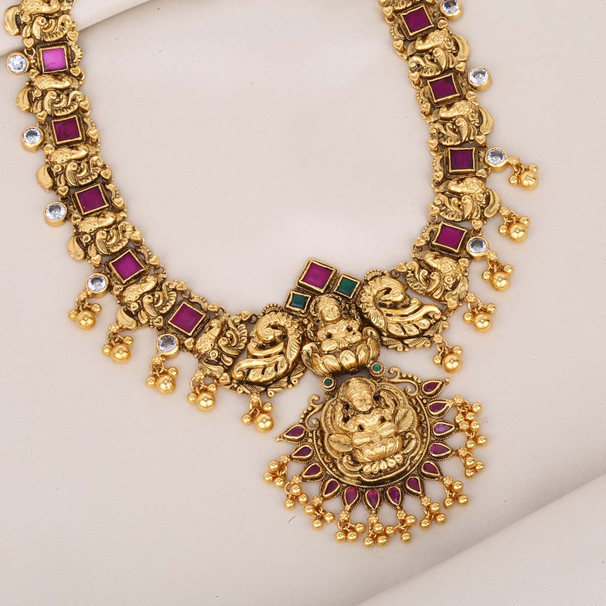 Buy Divya Nagas Necklace | 92.5 Antique Gold Plated Nagas Nakshi Silver ...