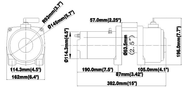 Sherpa boat trailer winch dimensions