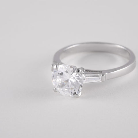 Round Engagement Ring With Side Stones - Alexis Jae Jewelry