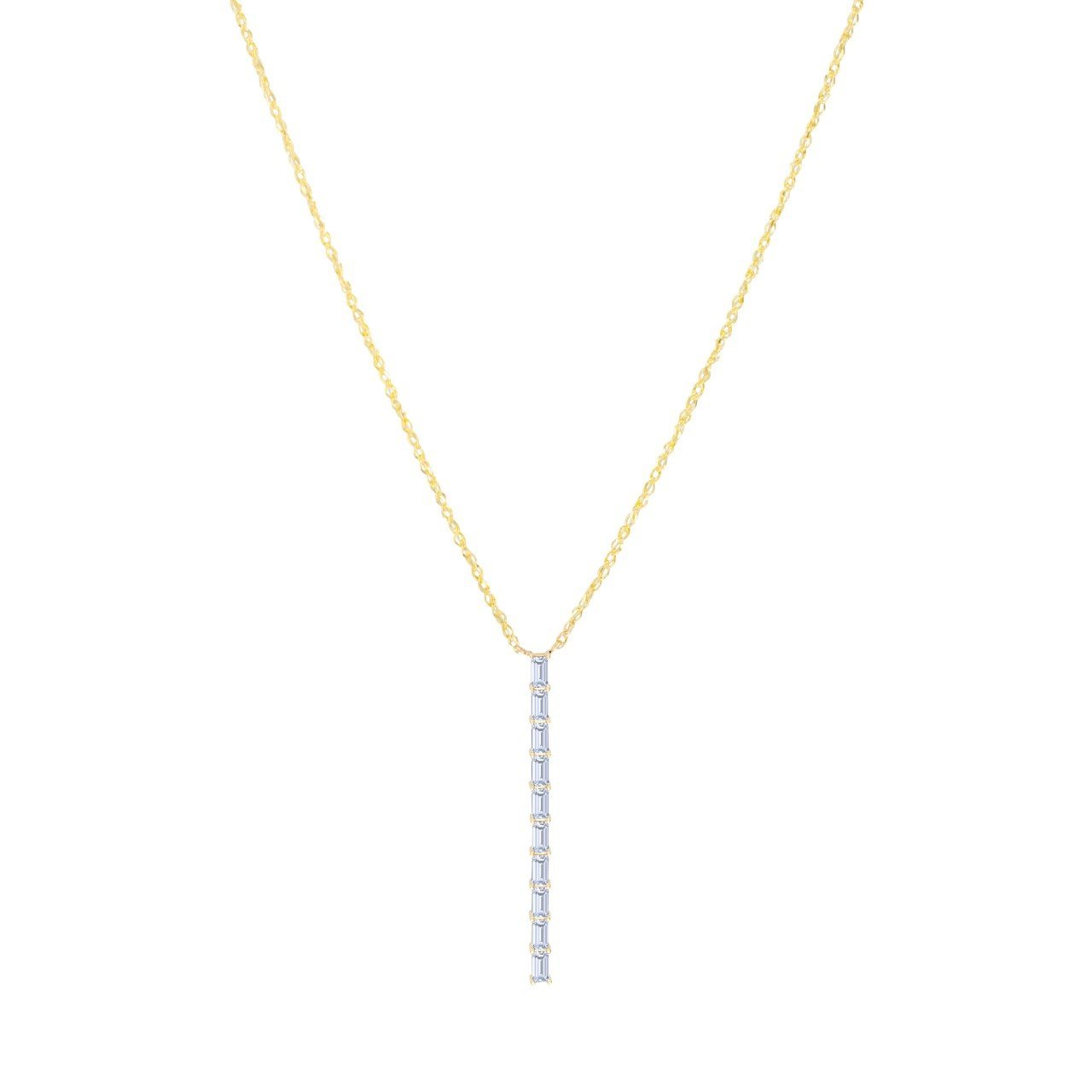 Vertical Diamond Bar Pendant Necklace - Alexis Jae Jewelry