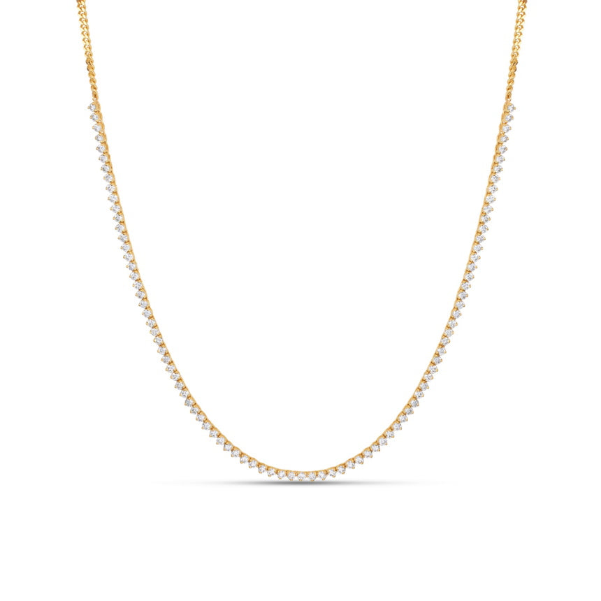 Reversed Graduation Two Tone Half Tennis Necklace – Motek Jewelry