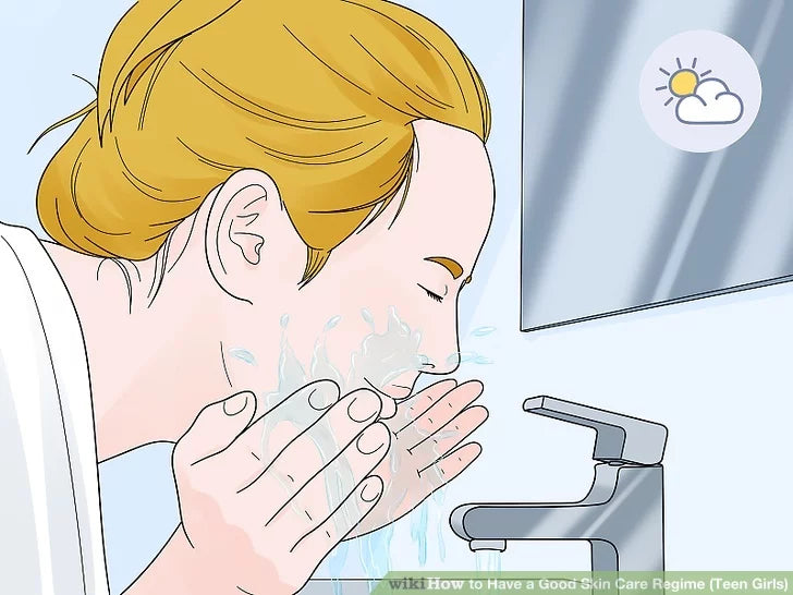 Bước 1: Rửa mặt khi thức dậy vào buổi sáng.