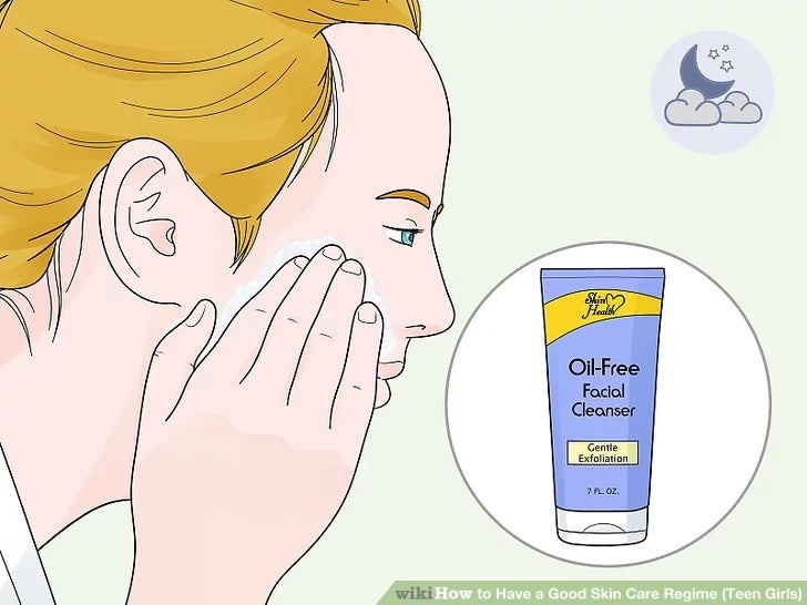 Bước 5: Làm sạch da vào ban đêm bằng sữa rửa mặt.