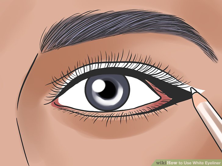 Bước 3: Kẻ đường eyeliner trắng với đường eyeliner màu khác