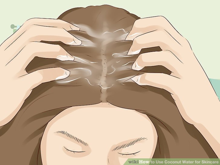 Bước 4: Trị da đầu khô bằng nước dừa.