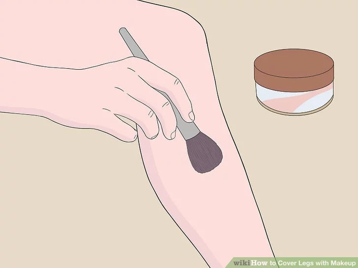 Bước 4: Sử dụng phấn phủ lì trên chân nếu bạn đã trang điểm toàn thân.