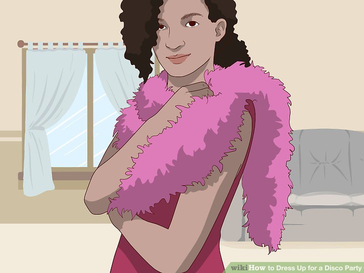 Bước 4: Tô điểm cho cổ của bạn bằng một chiếc khăn quàng đầy màu sắc hoặc lông vũ.