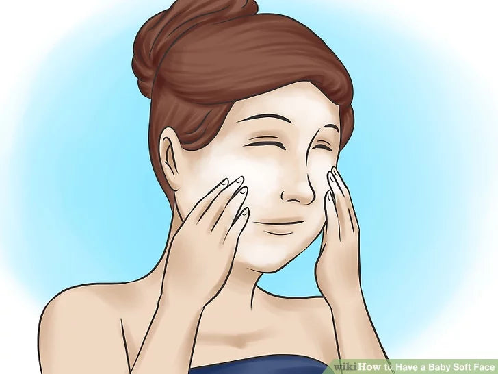 Bước 3: Dùng ngón tay thoa sữa rửa mặt.