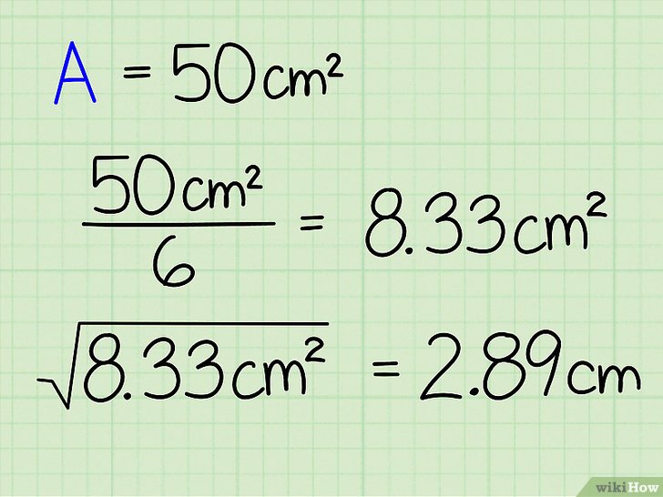 Bước 3: Để tìm độ dài cạnh của hình lập phương, bạn cần lấy căn bậc hai của diện tích một mặt.
