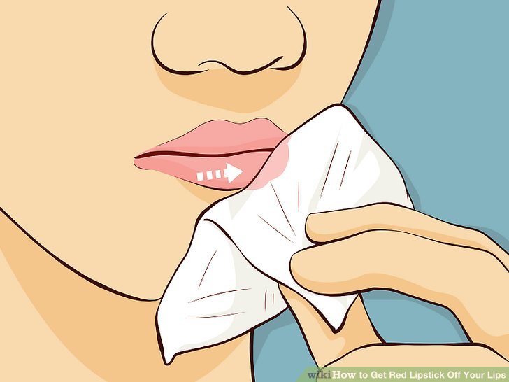 Bước 3: Lau môi bằng khăn giấy.