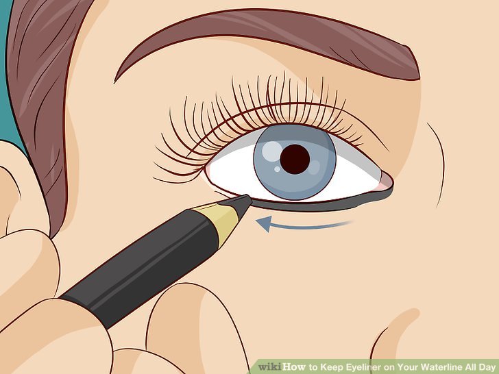 Bước 2: Sử dụng bút chì kẻ mắt chống thấm nước trên đường viền mi trong