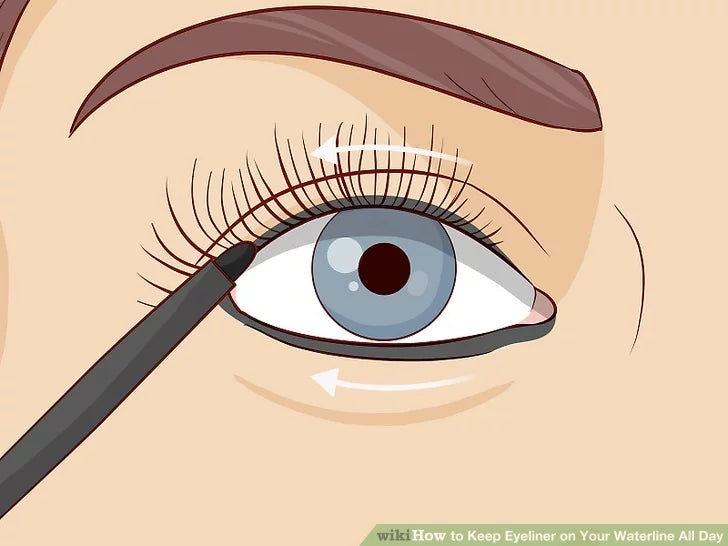 Bước 3: Nhấn một đường eyeliner dạng gel lên trên lớp eyeliner chống thấm nước.