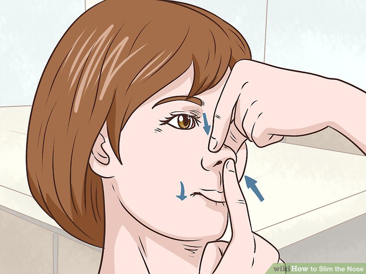 Bước 3: Véo mũi trong khi di chuyển môi trên để kéo căng các cơ xung quanh mũi.