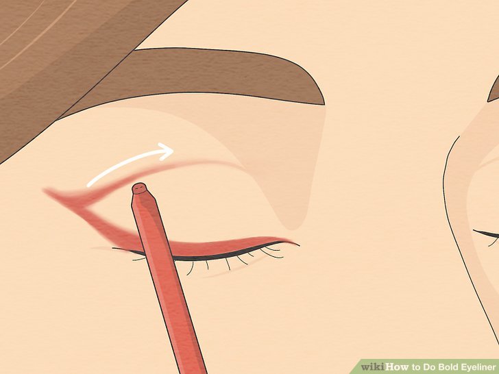 Bước 4: Dùng bút kẻ mắt tô đậm thêm cho nếp trông rõ ràng hơn.