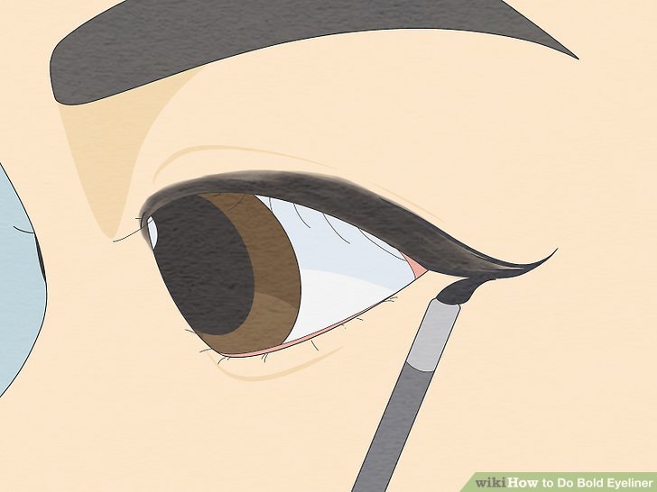 Bước 4: Đánh theo đường viền phấn mắt của bạn bằng bút kẻ mắt dạng lỏng.