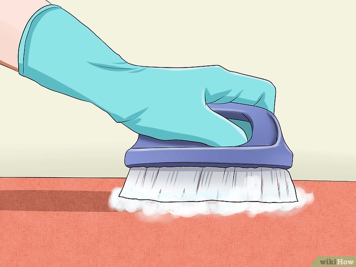Bước 3: Dùng bàn chải chà xát cho dung dịch hòa vào muối nở lên vết bẩn cần tẩy.