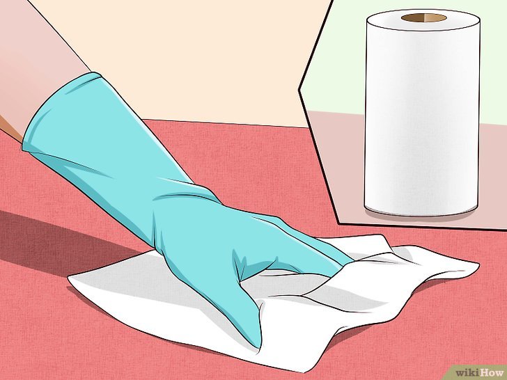 Bước 5: Dùng khăn giấy hoặc giẻ sạch để thấm dung dịch giấm càng khô càng tốt.