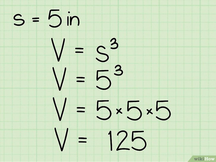 Bước 4: Thay chiều dài vào công thức V = s3 và tính.
