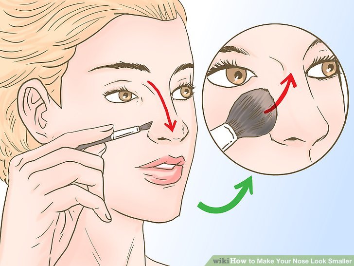 Bước 7: Sử dụng phấn tạo khối để làm thon gọn cánh mũi rộng.