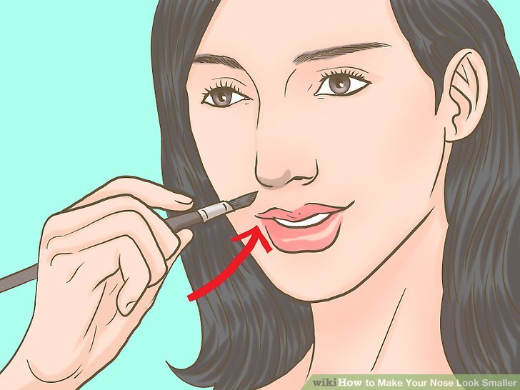 Bước 8: Đánh phấn dưới đầu mũi dài để làm cho mũi trông ngắn hơn.