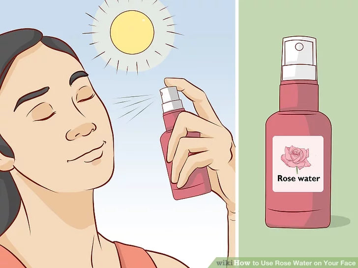 Bước 1: Thoa nước hoa hồng lên mặt để làm mới bản thân trong ngày.