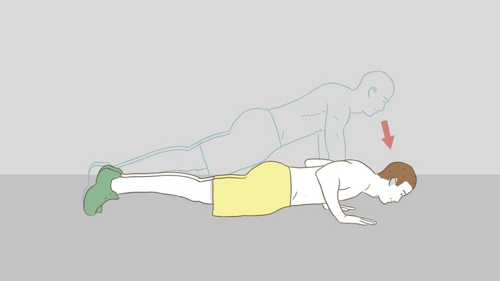 Bài tập 5: Tập chống đẩy là một bài tập thể dục hiệu quả để tăng cường sức mạnh và sức bền của cơ ngực, vai, lưng và cánh tay.