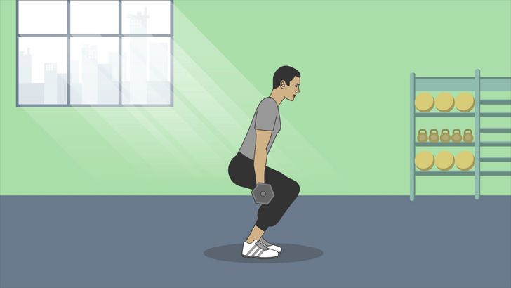 Bước 1: Cách tập squat với tạ đơn để nâng cao hiệu quả của bài tập.