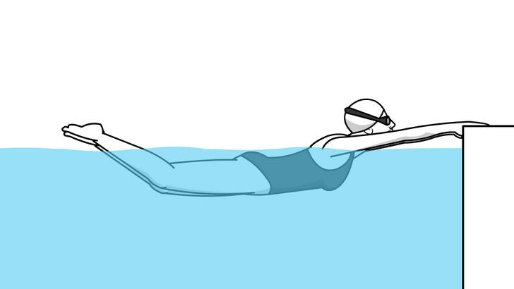 Bước 1: Cách tập đập chân dưới nước để bơi hiệu quả hơn.