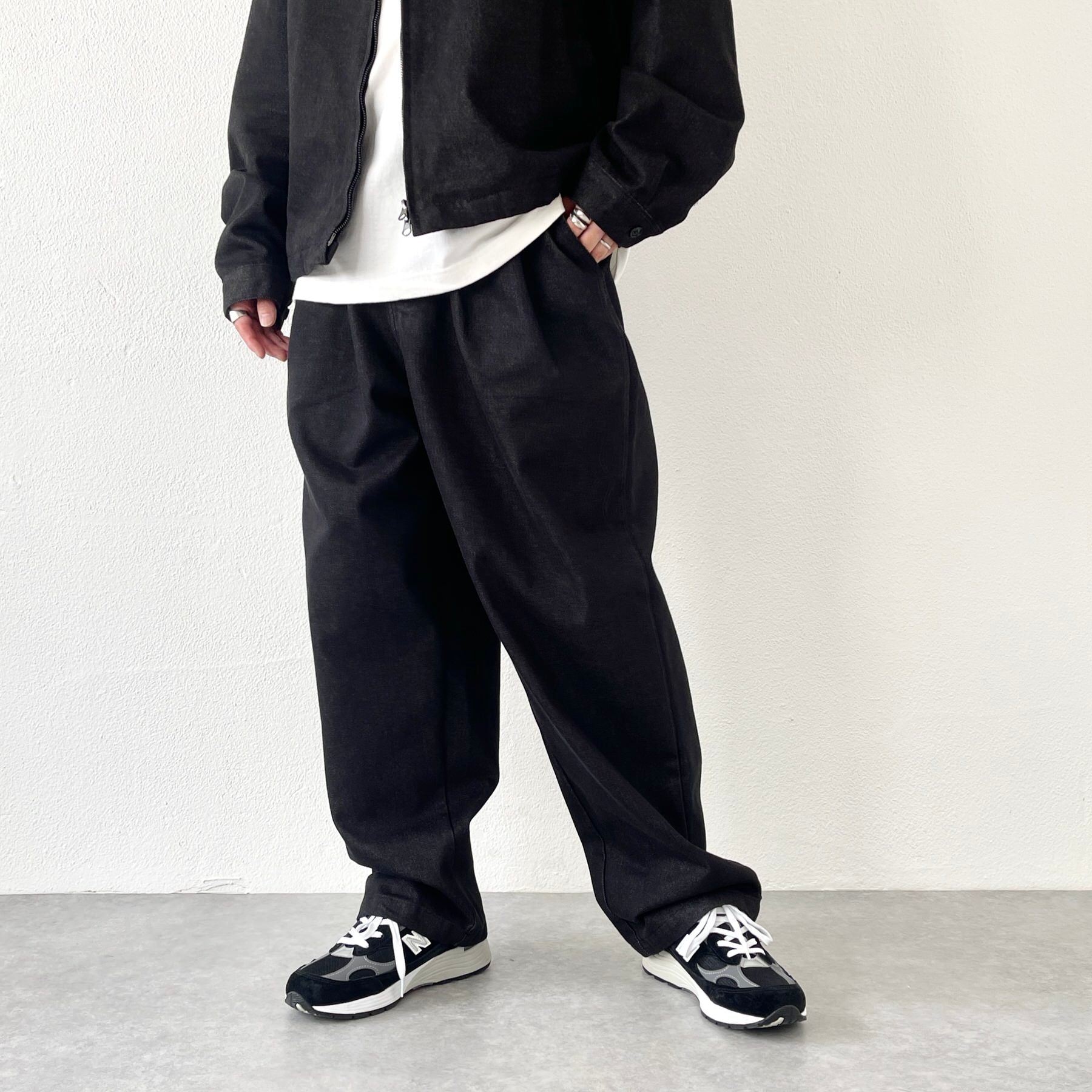 2tuck wide denim pants / black（2タックワイドデニムパンツ 