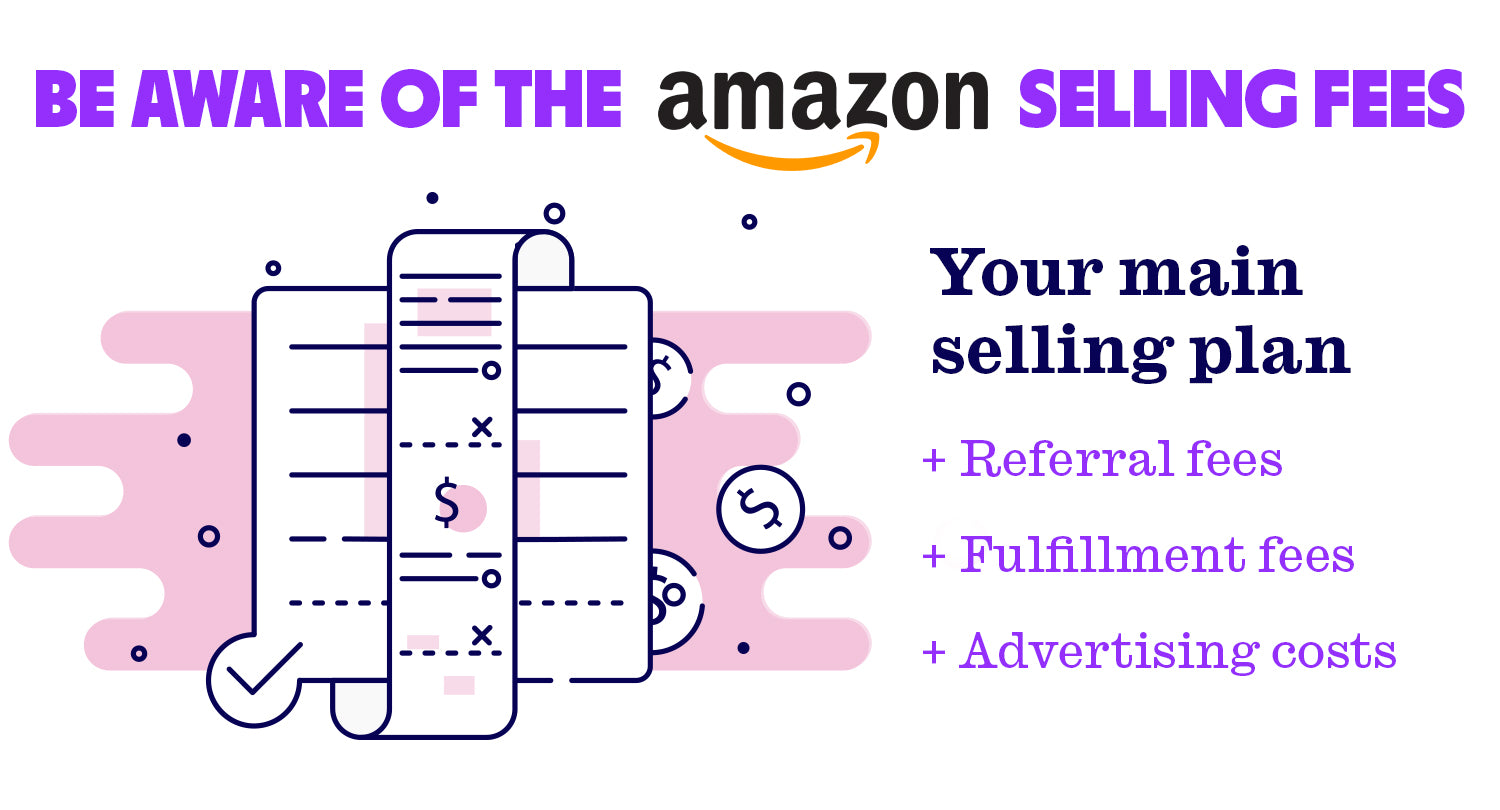 Amazon selling fees include your selling plan, referral fees, fulfillment fees and any additional advertising costs for your business.