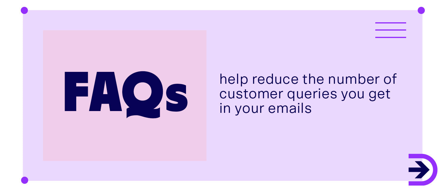 Offer crucial information to customers by providing a FAQ page and reduce the number of customer hesitations before they proceed through checkout.