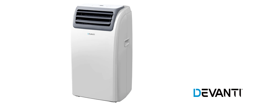A Devanti White Portable Air Conditioner/Dehumidifier.
