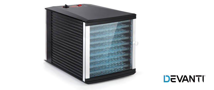 A Devanti commercial food dehydrator with 10 trays.