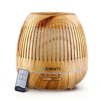 Devanti Aromatherapy Diffuser Aroma Essential Oils Air Humidifier LED Light 400ml Wood Grain