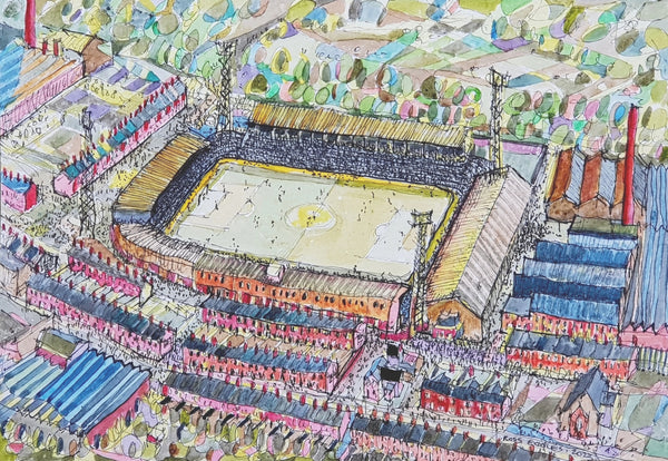 "Match Day, Ewood Park" 2023 original art by Ross Eccles