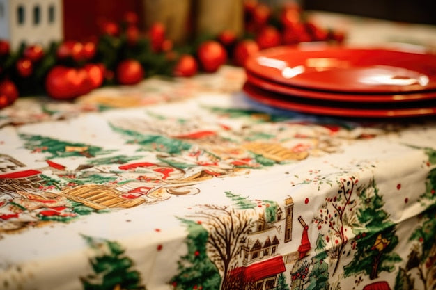 Detailed Shot Christmas Themed-Tablecloth Runner