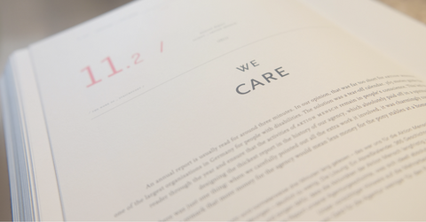 Self-care is essential. This image shows a page of a book about self-care with the subtitle We Care.