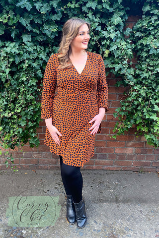 orange wrap dress wide