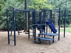Backyard swing set on engineered wood fiber EWF