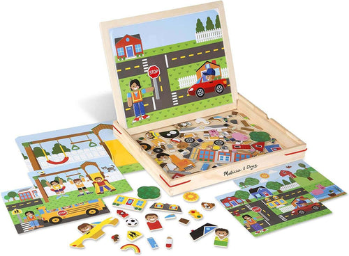 Wooden Matching Picture Game with 119 Magnets and Scene Cards, Multi-Colour