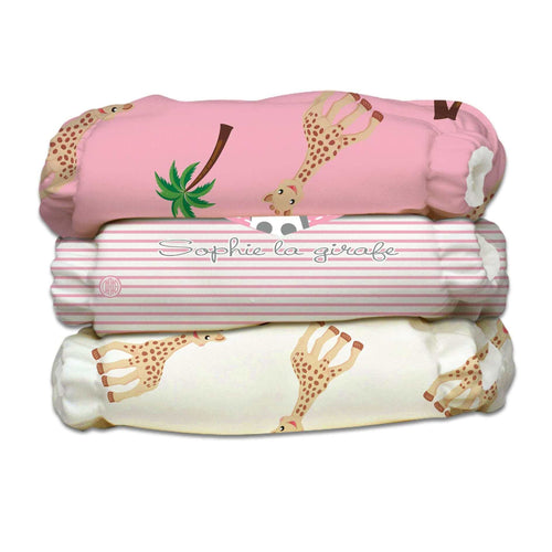 Sophie la Girafe Newborn - 3 Nappies and 3 Deluxe Inserts Pink