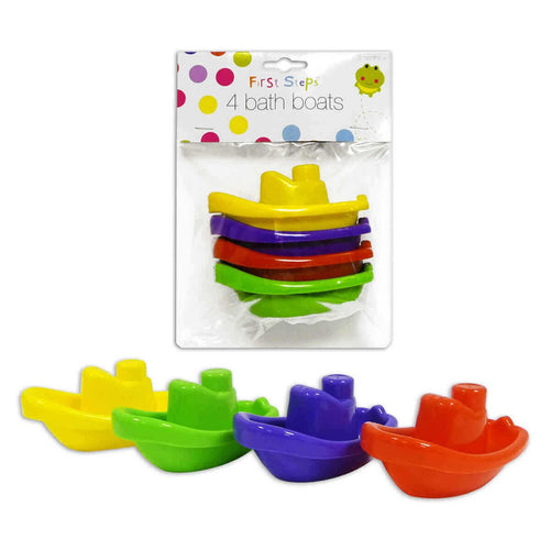 Multi-coloured Bath Boats - Pack of 4