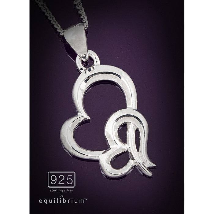 Image of Equilibrium 925 Silver Necklace Heart in a Heart