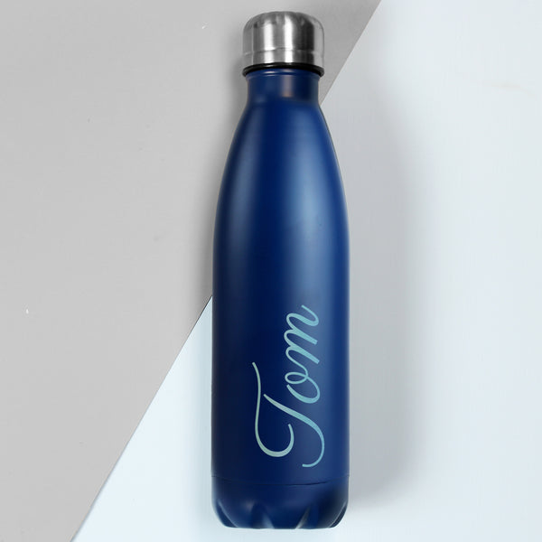 Personalised Blue Metal Insulated Drinks Bottle 3