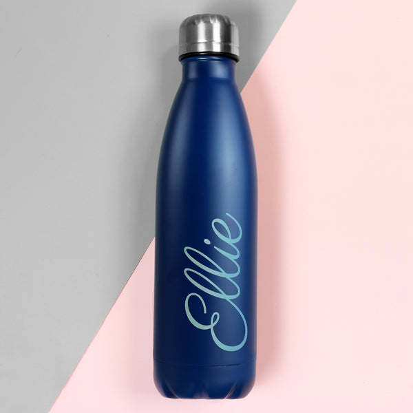 Personalised Blue Metal Insulated Drinks Bottle 4